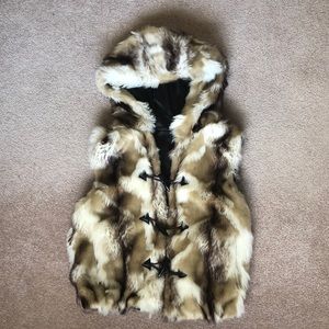 Faux Fur Vest with Hood